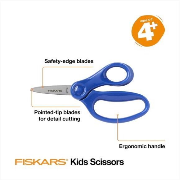 Fiskars 5" Pointed-Tip Scissors for Kids 4-7 (3-Pack), Right Handed Scissors - Picture 3 of 6